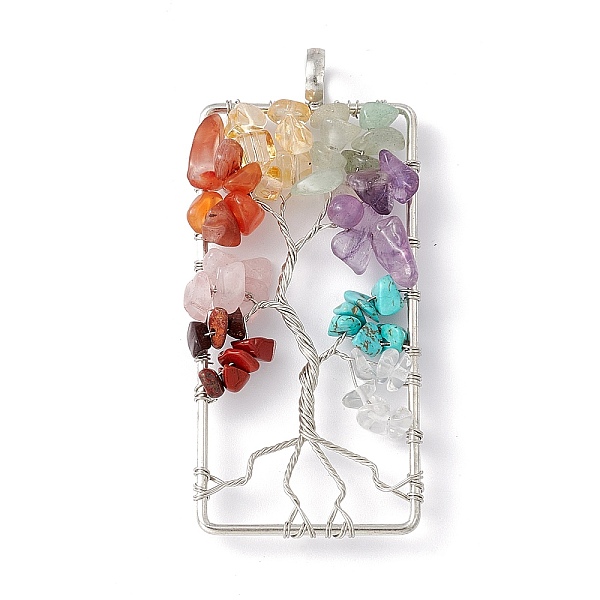 PandaHall Rectangle Natural Natural & Synthetic Mixed Gemstone Copper Wire Wrapped Chip Big Pendants, Tree of Life Charm, with Platinum Tone...
PandaHall Rectangle Natural Natural & Synthetic Mixed Gemstone Copper Wire Wrapped Chip Big Pendants, Tree of Life Charm, with Platinum Tone...