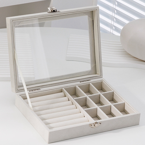 PandaHall Rectangle Velvet Jewelry Organizer Boxes, Clear Visible Window Case for Rings, Earrings, Necklaces, Ghost White, 20x15x5cm Velvet...
PandaHall Rectangle Velvet Jewelry Organizer Boxes, Clear Visible Window Case for Rings, Earrings, Necklaces, Ghost White, 20x15x5cm Velvet...