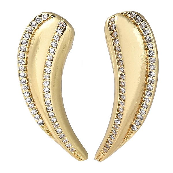 PandaHall Rack Plating Brass Micro Pave Cubic Zirconia Stud Earrings, Horn, Real 16K Gold Plated, 27x11mm Cubic Zirconia Horn Clear
PandaHall Rack Plating Brass Micro Pave Cubic Zirconia Stud Earrings, Horn, Real 16K Gold Plated, 27x11mm Cubic Zirconia Horn Clear