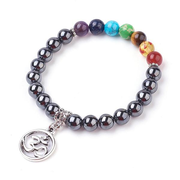 PandaHall Gemstone Charm Bracelets, Chakra Bracelets, with Alloy Findings, Ring with Om Symbol, 2 inch(50mm) Mixed Stone
PandaHall Gemstone Charm Bracelets, Chakra Bracelets, with Alloy Findings, Ring with Om Symbol, 2 inch(50mm) Mixed Stone