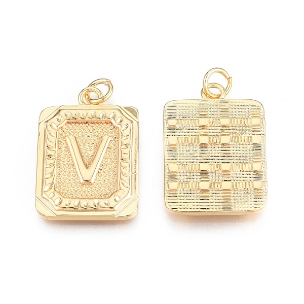 PandaHall Brass Pendants, with Jump Rings, Cadmium Free & Nickel Free & Lead Free, Rectangle with Letter, Real 18K Gold Plated, Letter.V...
PandaHall Brass Pendants, with Jump Rings, Cadmium Free & Nickel Free & Lead Free, Rectangle with Letter, Real 18K Gold Plated, Letter.V...
