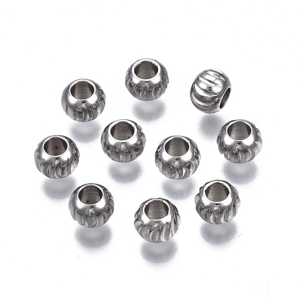 PandaHall 201 Stainless Steel Corrugated Beads, Round, Stainless Steel Color, 6x4.5mm, Hole: 2.5mm 201 Stainless Steel Round
PandaHall 201 Stainless Steel Corrugated Beads, Round, Stainless Steel Color, 6x4.5mm, Hole: 2.5mm 201 Stainless Steel Round