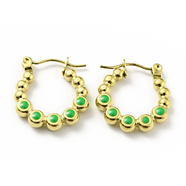 PandaHall Ion Plating(IP) 304 Stainless Steel Round Beads Wrap Hoop Earrings with Enamel for Women, Golden, Lime Green, 18x17x3mm, Pin...
PandaHall Ion Plating(IP) 304 Stainless Steel Round Beads Wrap Hoop Earrings with Enamel for Women, Golden, Lime Green, 18x17x3mm, Pin...