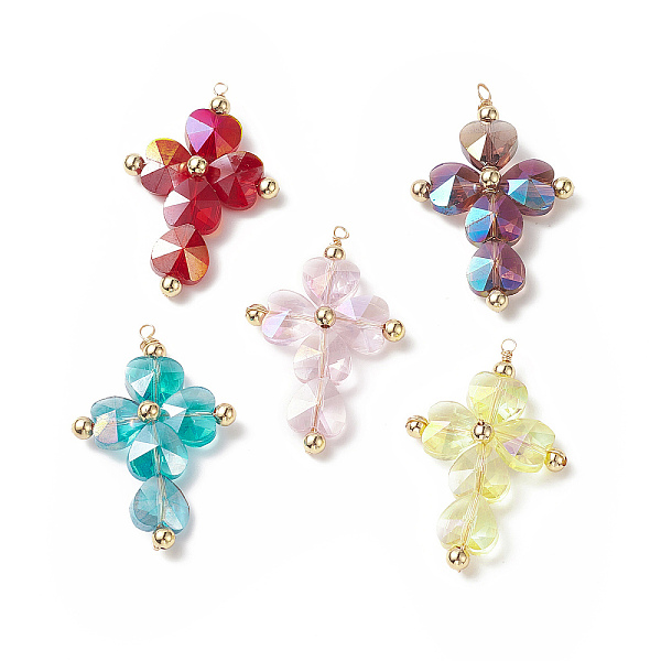 PandaHall Glass Pendant, with Golden Brass Findings, Cross Charms, Mixed Color, 43x27~28x6~7mm, Hole: 2mm Glass Cross Multicolor
PandaHall Glass Pendant, with Golden Brass Findings, Cross Charms, Mixed Color, 43x27~28x6~7mm, Hole: 2mm Glass Cross Multicolor