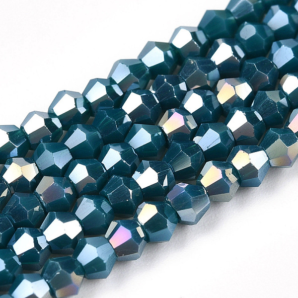 PandaHall Opaque Solid Color Electroplate Glass Beads Strands, AB Color Plated, Faceted, Bicone, Marine Blue, 3x2.5mm, Hole: 0.7mm, about...
PandaHall Opaque Solid Color Electroplate Glass Beads Strands, AB Color Plated, Faceted, Bicone, Marine Blue, 3x2.5mm, Hole: 0.7mm, about...