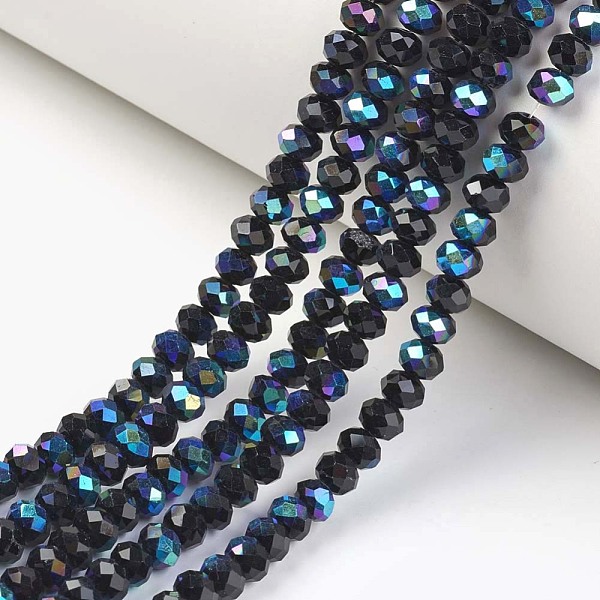PandaHall Electroplate Opaque Solid Color Glass Beads Strands, Half Rainbow Plated, Faceted, Rondelle, Black, 4x3mm, Hole: 0.4mm, about...
PandaHall Electroplate Opaque Solid Color Glass Beads Strands, Half Rainbow Plated, Faceted, Rondelle, Black, 4x3mm, Hole: 0.4mm, about...
