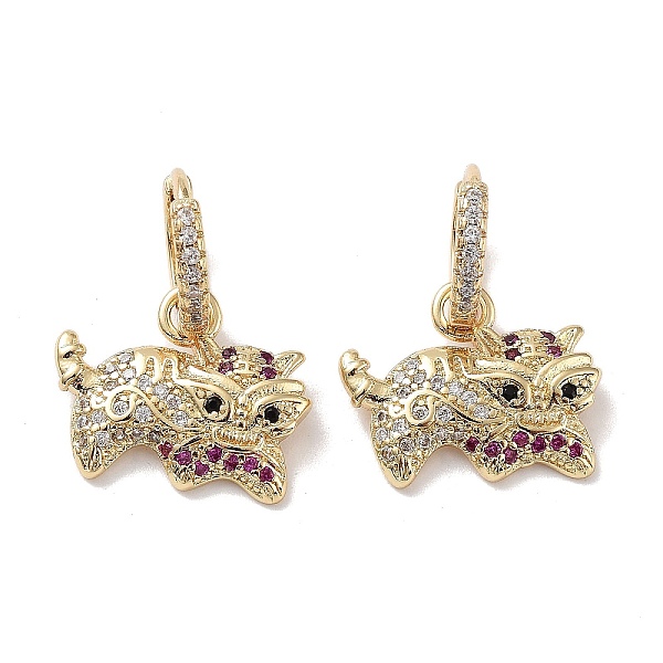 PandaHall Real 18K Gold Plated Brass Dangle Hoop Earrings, with Cubic Zirconia, Lion, Deep Pink, 21x16mm Cubic Zirconia Lion
PandaHall Real 18K Gold Plated Brass Dangle Hoop Earrings, with Cubic Zirconia, Lion, Deep Pink, 21x16mm Cubic Zirconia Lion