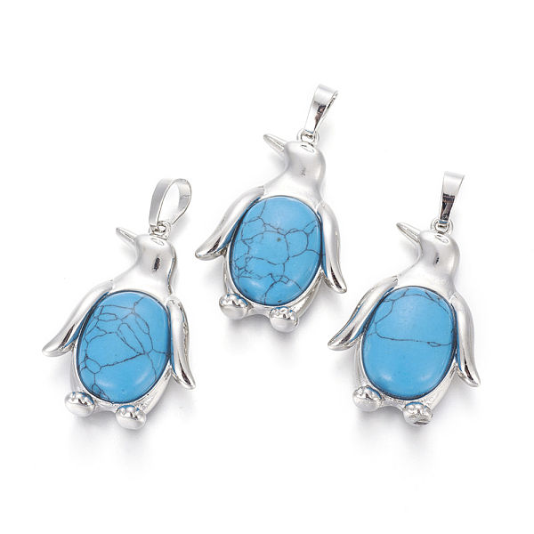 PandaHall Synthetic Turquoise Pendants, with Brass Findings, Penguin, Platinum, 34~35x24~25x5~8mm, Hole: 8x5mm Synthetic Turquoise Penguin
PandaHall Synthetic Turquoise Pendants, with Brass Findings, Penguin, Platinum, 34~35x24~25x5~8mm, Hole: 8x5mm Synthetic Turquoise Penguin