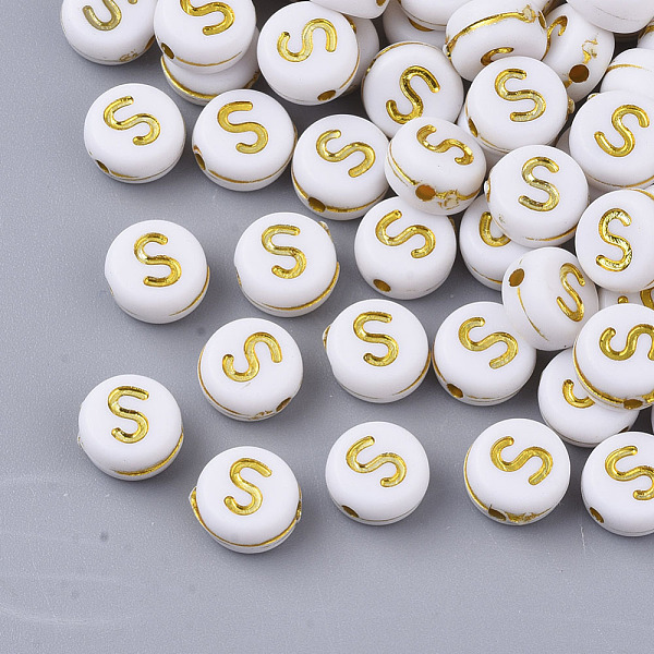 PandaHall Plating Acrylic Beads, Golden Metal Enlaced, Horizontal Hole, Flat Round with Alphabet, White, Letter.S, 7x3.5mm, Hole: 1.2mm...
PandaHall Plating Acrylic Beads, Golden Metal Enlaced, Horizontal Hole, Flat Round with Alphabet, White, Letter.S, 7x3.5mm, Hole: 1.2mm...