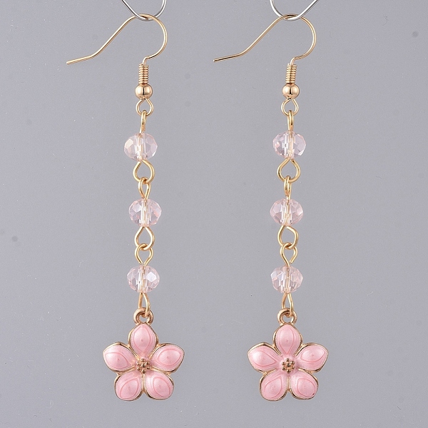 PandaHall Dangle Earrings, with Brass Earring Hooks, Round Glass Beads and Flower Zinc Alloy Enamel, Pink, 69mm, Pin: 0.6mm Glass Pink
PandaHall Dangle Earrings, with Brass Earring Hooks, Round Glass Beads and Flower Zinc Alloy Enamel, Pink, 69mm, Pin: 0.6mm Glass Pink
