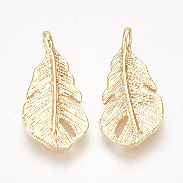 PandaHall Brass Pendants, Feather, Nickel Free, Real 18K Gold Plated, 18x8.5x3mm, Hole: 1mm Brass Feather
PandaHall Brass Pendants, Feather, Nickel Free, Real 18K Gold Plated, 18x8.5x3mm, Hole: 1mm Brass Feather