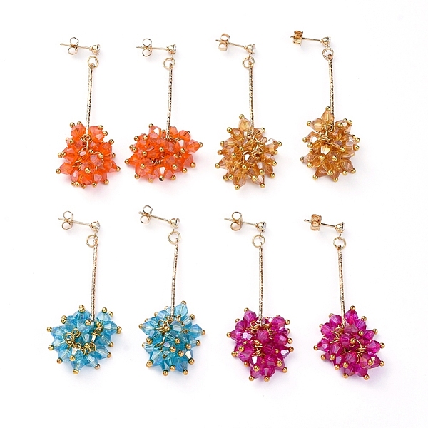 PandaHall Faceted Glass Beads Stud Earrings, Cluster Earrings, with Iron Bar Links, Brass Stud Earring Findings and Ear Nuts, Mixed Color..., Multicolor
PandaHall Faceted Glass Beads Stud Earrings, Cluster Earrings, with Iron Bar Links, Brass Stud Earring Findings and Ear Nuts, Mixed Color..., Multicolor
