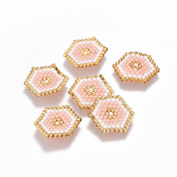 PandaHall MIYUKI & TOHO Handmade Japanese Seed Beads Links, Loom Pattern, Hexagon, Light Salmon, 14~15x18~19x1.7mm Glass Hexagon Red
PandaHall MIYUKI & TOHO Handmade Japanese Seed Beads Links, Loom Pattern, Hexagon, Light Salmon, 14~15x18~19x1.7mm Glass Hexagon Red