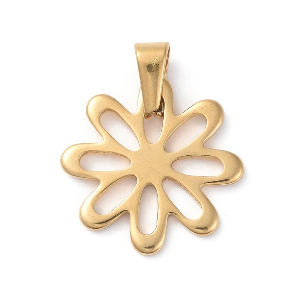 PandaHall 304 Stainless Steel Pendants, Flower, Golden, 21x21x1.5mm, Hole: 8x3mm 304 Stainless Steel Flower
PandaHall 304 Stainless Steel Pendants, Flower, Golden, 21x21x1.5mm, Hole: 8x3mm 304 Stainless Steel Flower