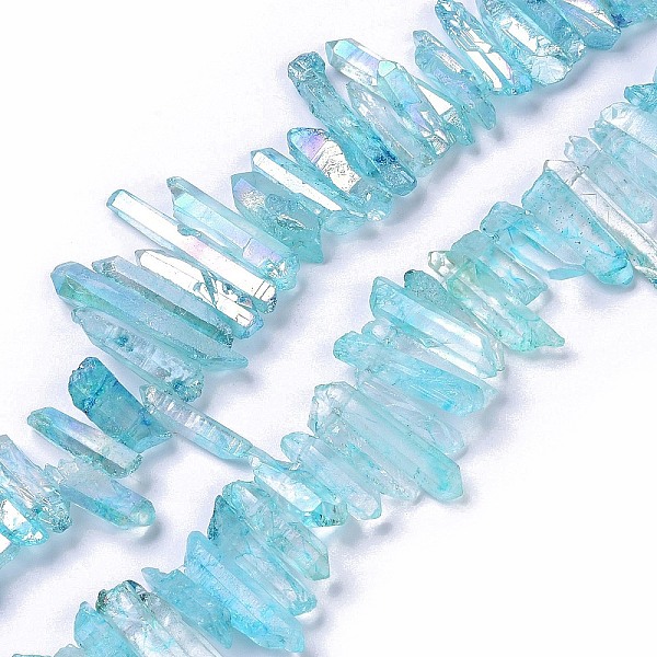 PandaHall Electroplated Natural Crackle Quartz Crystal Dyed Beads Strands, AB Color, Chip, Light Sky Blue, 13~38x3~7x4~7mm, Hole: 1mm, about...
PandaHall Electroplated Natural Crackle Quartz Crystal Dyed Beads Strands, AB Color, Chip, Light Sky Blue, 13~38x3~7x4~7mm, Hole: 1mm, about...