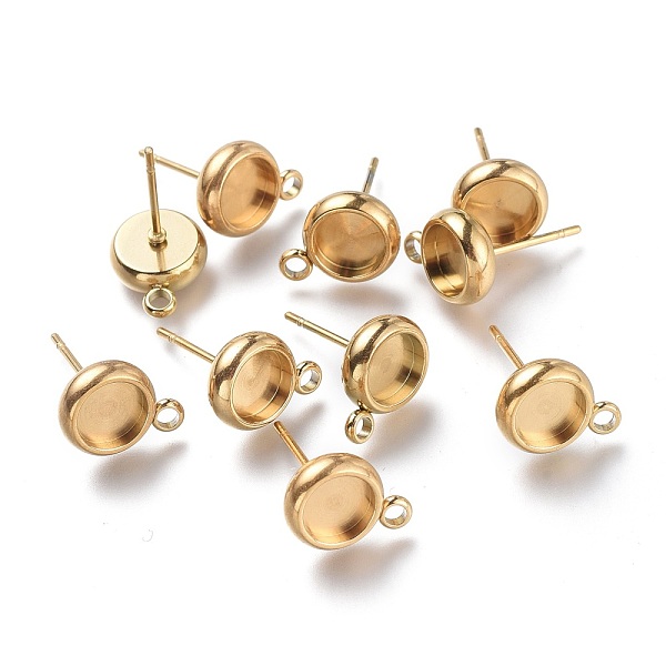 PandaHall Ion Plating(IP) 304 Stainless Steel Stud Earring Settings, with Loop, Flat Round, Golden, Flat Round: 11x8.3mm, Hole: 1.6mm, Pin...
PandaHall Ion Plating(IP) 304 Stainless Steel Stud Earring Settings, with Loop, Flat Round, Golden, Flat Round: 11x8.3mm, Hole: 1.6mm, Pin...