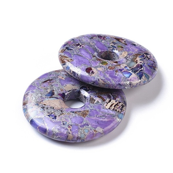 PandaHall Synthetic Silver Line and Regalite/Imperial Jasper/Sea Sediment Jasper Big Pendants, Donut/Pi Disc, Purple, Donut Width: 20mm...
PandaHall Synthetic Silver Line and Regalite/Imperial Jasper/Sea Sediment Jasper Big Pendants, Donut/Pi Disc, Purple, Donut Width: 20mm...