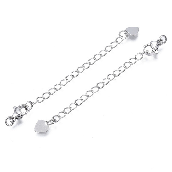 PandaHall Brass Chain Extender, with Lobster Claw Clasps, Nickel Free, Heart, Platinum, 70mm, Hole: 2.5mm Brass
PandaHall Brass Chain Extender, with Lobster Claw Clasps, Nickel Free, Heart, Platinum, 70mm, Hole: 2.5mm Brass