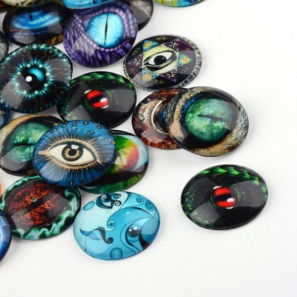 PandaHall Glass Cabochons, Eye Pattern, Half Round/Dome, Mixed Color, 25x6mm Glass Half Round Multicolor
PandaHall Glass Cabochons, Eye Pattern, Half Round/Dome, Mixed Color, 25x6mm Glass Half Round Multicolor