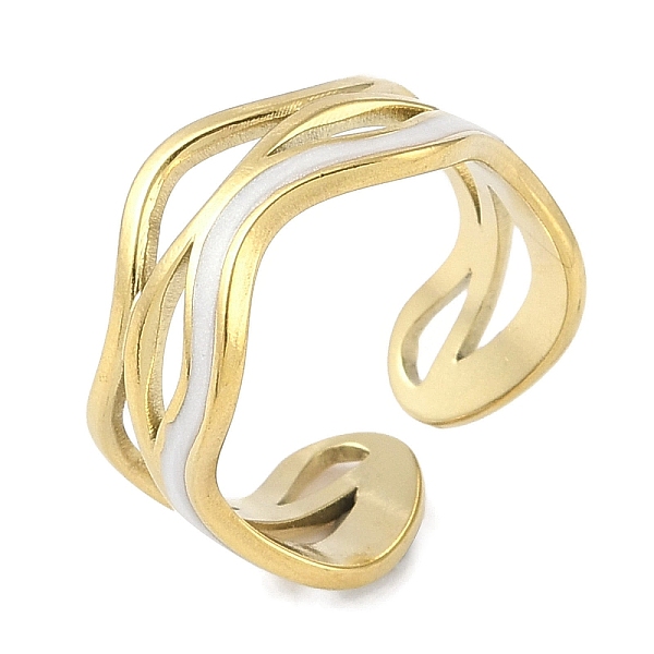 PandaHall Ion Plating(IP) 304 Stainless Steel Enamel Wave Cuff Finger Rings, Open Rings for Women, Real 18K Gold Plated, 10mm, Adjustable..., White
PandaHall Ion Plating(IP) 304 Stainless Steel Enamel Wave Cuff Finger Rings, Open Rings for Women, Real 18K Gold Plated, 10mm, Adjustable..., White