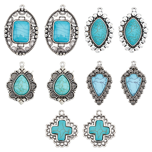 PandaHall PH 10pcs Synthetic Turquoise Charms, 5 Styles Retro Cross Charms Stone Horse Eye Teardrop Flower Arrow Pendants Antique Silver...
PandaHall PH 10pcs Synthetic Turquoise Charms, 5 Styles Retro Cross Charms Stone Horse Eye Teardrop Flower Arrow Pendants Antique Silver...