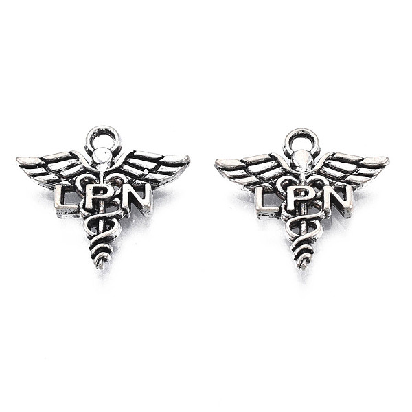 PandaHall Tibetan Style Alloy LPN Caduceus Medical Symbol Charms, Cadmium Free & Lead Free, Wing with Snake, Antique Silver, 14x15x2mm, Hole...
PandaHall Tibetan Style Alloy LPN Caduceus Medical Symbol Charms, Cadmium Free & Lead Free, Wing with Snake, Antique Silver, 14x15x2mm, Hole...
