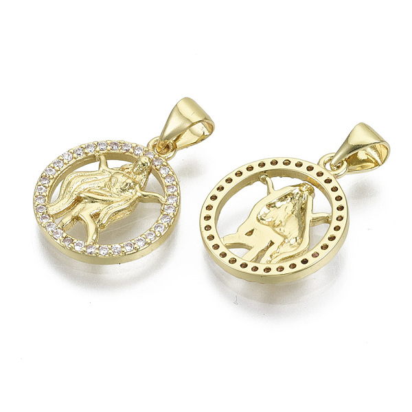 PandaHall Brass Micro Pave Cubic Zirconia Pendants, Nickel Free, with Snap on Bail, Flat Round with Constellation, Clear, Real 18K Gold...
PandaHall Brass Micro Pave Cubic Zirconia Pendants, Nickel Free, with Snap on Bail, Flat Round with Constellation, Clear, Real 18K Gold...