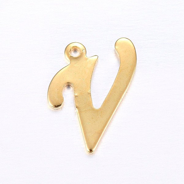PandaHall 201 Stainless Steel Pendants, Letter, Golden, Letter.V, 14x11x1mm, Hole: 1mm 201 Stainless Steel Letter
PandaHall 201 Stainless Steel Pendants, Letter, Golden, Letter.V, 14x11x1mm, Hole: 1mm 201 Stainless Steel Letter