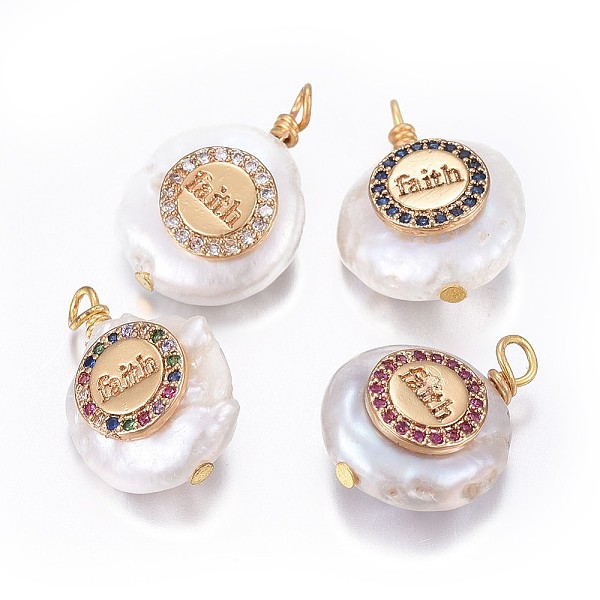 PandaHall Natural Cultured Freshwater Pearl Pendants, Inspirational Message Pendants, with Brass Micro Pave Cubic Zirconia Findings, Nuggets..., Multicolor
PandaHall Natural Cultured Freshwater Pearl Pendants, Inspirational Message Pendants, with Brass Micro Pave Cubic Zirconia Findings, Nuggets..., Multicolor