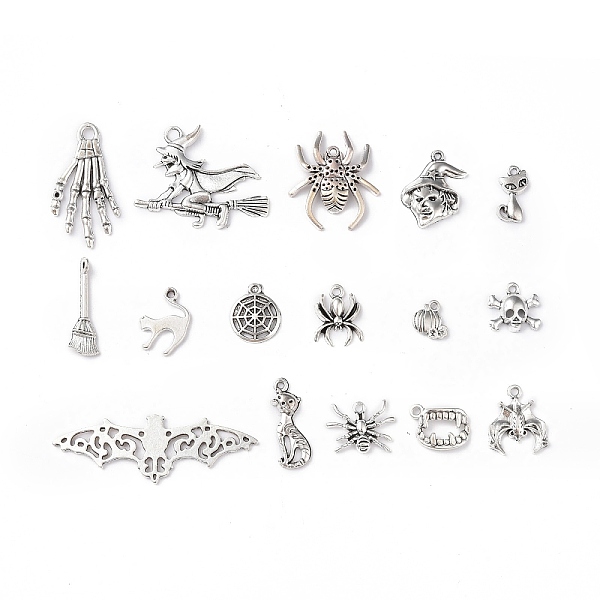 PandaHall Tibetan Style Alloy Pendants, Halloween Theme, Mixed Shape Charms, Antique Silver, 14~35.5x15~56x4mm, Hole: 1.6~3mm, 15pcs/set...
PandaHall Tibetan Style Alloy Pendants, Halloween Theme, Mixed Shape Charms, Antique Silver, 14~35.5x15~56x4mm, Hole: 1.6~3mm, 15pcs/set...