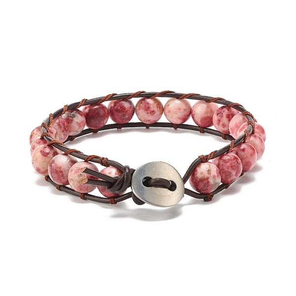 PandaHall Natural Crazy Agate Beaded Bracelet, Energy Round Beads Leather Wrap Bracelet for Girl Women, Indian Red, 8-7/8 inch(22.5cm) Crazy...
PandaHall Natural Crazy Agate Beaded Bracelet, Energy Round Beads Leather Wrap Bracelet for Girl Women, Indian Red, 8-7/8 inch(22.5cm) Crazy...
