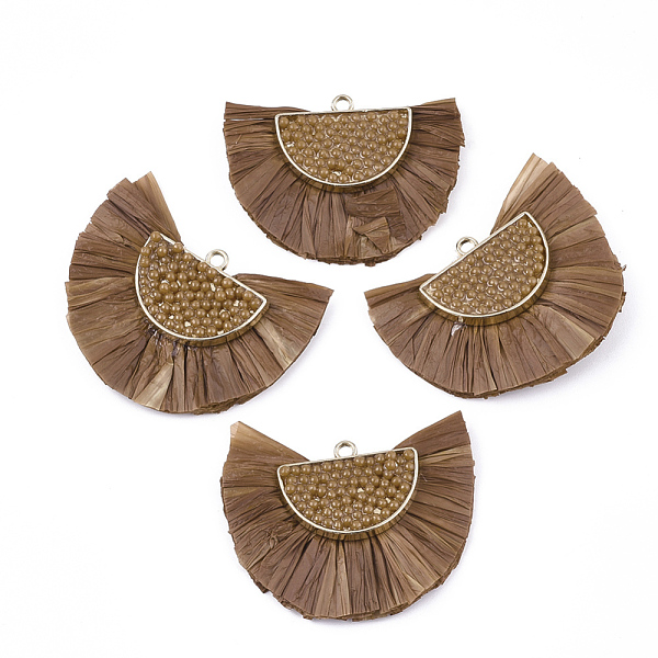 PandaHall Raffia Tassel Pendants, with Micro Beads & Alloy Findings, Fan Shaped, Golden, Sienna, 31~33x47x7~8mm, Hole: 2mm Raffia Brown
PandaHall Raffia Tassel Pendants, with Micro Beads & Alloy Findings, Fan Shaped, Golden, Sienna, 31~33x47x7~8mm, Hole: 2mm Raffia Brown