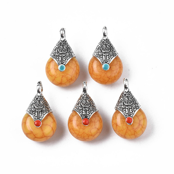 PandaHall Tibetan Style Resin Pendants, with Alloy & Enamel, Drop, Antique Silver, Dark Orange, 28x16x14mm, Hole: 2~3.5mm Resin Teardrop..., Yellow
PandaHall Tibetan Style Resin Pendants, with Alloy & Enamel, Drop, Antique Silver, Dark Orange, 28x16x14mm, Hole: 2~3.5mm Resin Teardrop..., Yellow