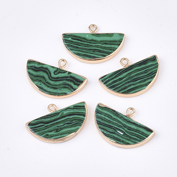 PandaHall Electroplate Synthetic Malachite Semi Circle Pendants, with Iron Findings, Half Round, Golden, 17~18x27x3~4mm, Hole: 1.8mm...
PandaHall Electroplate Synthetic Malachite Semi Circle Pendants, with Iron Findings, Half Round, Golden, 17~18x27x3~4mm, Hole: 1.8mm...