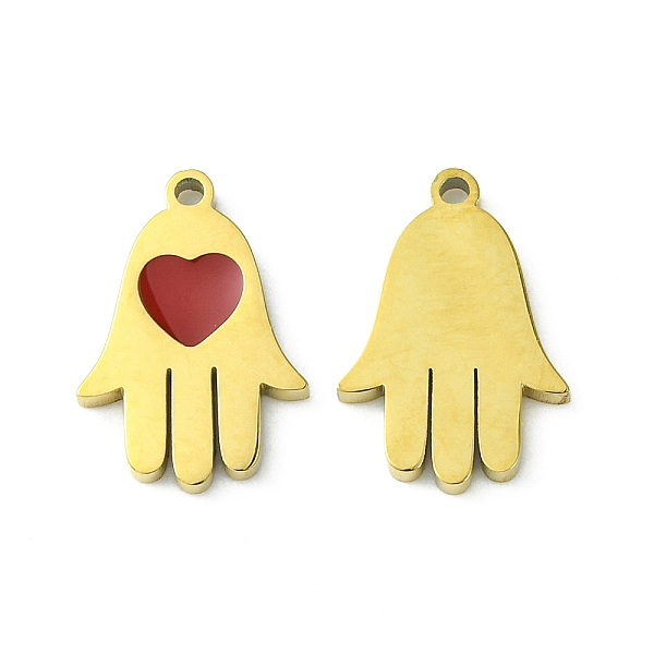 PandaHall Ion Plating(IP) 304 Stainless Steel Manual Polishing Charms, with Enamel, Hamsa Hand/Hand of Miriam with Heart, Golden..., Red
PandaHall Ion Plating(IP) 304 Stainless Steel Manual Polishing Charms, with Enamel, Hamsa Hand/Hand of Miriam with Heart, Golden..., Red