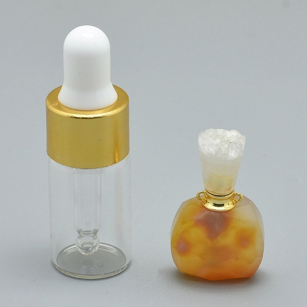 PandaHall Natural Agate Openable Perfume Bottle Pendants, with Brass Findings and Glass Essential Oil Bottles, 30~36x18~20x9.5~16mm, Hole...
PandaHall Natural Agate Openable Perfume Bottle Pendants, with Brass Findings and Glass Essential Oil Bottles, 30~36x18~20x9.5~16mm, Hole...