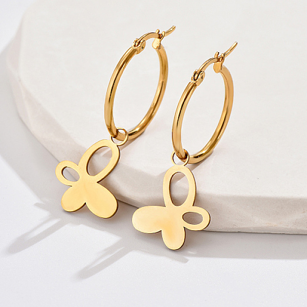 PandaHall 304 Stainless Steel Dangle Hoop Earrings, Butterfly, Real 18K Gold Plated, 42x18mm 304 Stainless Steel Butterfly
PandaHall 304 Stainless Steel Dangle Hoop Earrings, Butterfly, Real 18K Gold Plated, 42x18mm 304 Stainless Steel Butterfly