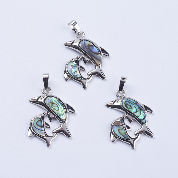 PandaHall Abalone Shell/Paua Shell Pendants, with Platinum Tone Brass Bail, Dolphin, 35x28x3.5mm, Hole: 5x8mm Paua Shell Dolphin
PandaHall Abalone Shell/Paua Shell Pendants, with Platinum Tone Brass Bail, Dolphin, 35x28x3.5mm, Hole: 5x8mm Paua Shell Dolphin