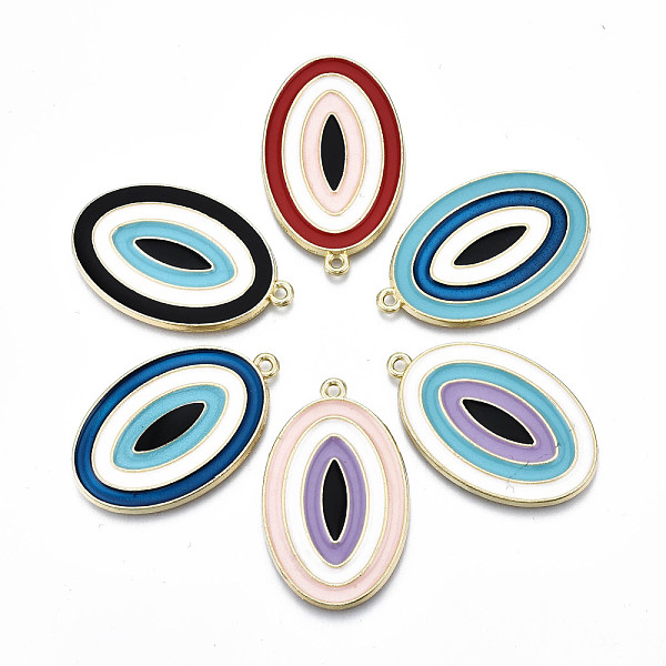 PandaHall Eco-Friendly Alloy Enamel Pendants, Cadmium Free & Lead Free & Nickel Free, Oval, Light Gold, Mixed Color, 38x24x2mm, Hole: 1.8mm..., Multicolor
PandaHall Eco-Friendly Alloy Enamel Pendants, Cadmium Free & Lead Free & Nickel Free, Oval, Light Gold, Mixed Color, 38x24x2mm, Hole: 1.8mm..., Multicolor