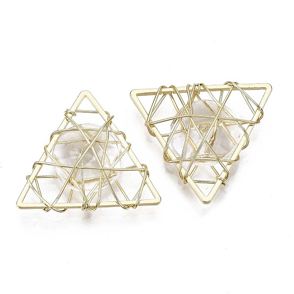 PandaHall Eco-Friendly Iron Pendants, with Brass Wire Wrapped and Glass inside, Cadmium Free & Nickel Free & Lead Free, Triangle, Light Gold...
PandaHall Eco-Friendly Iron Pendants, with Brass Wire Wrapped and Glass inside, Cadmium Free & Nickel Free & Lead Free, Triangle, Light Gold...