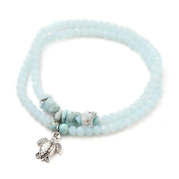 PandaHall Stretch Bracelets Sets, Stackable Bracelets, with Sea Turtle Alloy Pendants, Rondelle Glass Beads, Natural Larimar & Turquoise...
PandaHall Stretch Bracelets Sets, Stackable Bracelets, with Sea Turtle Alloy Pendants, Rondelle Glass Beads, Natural Larimar & Turquoise...