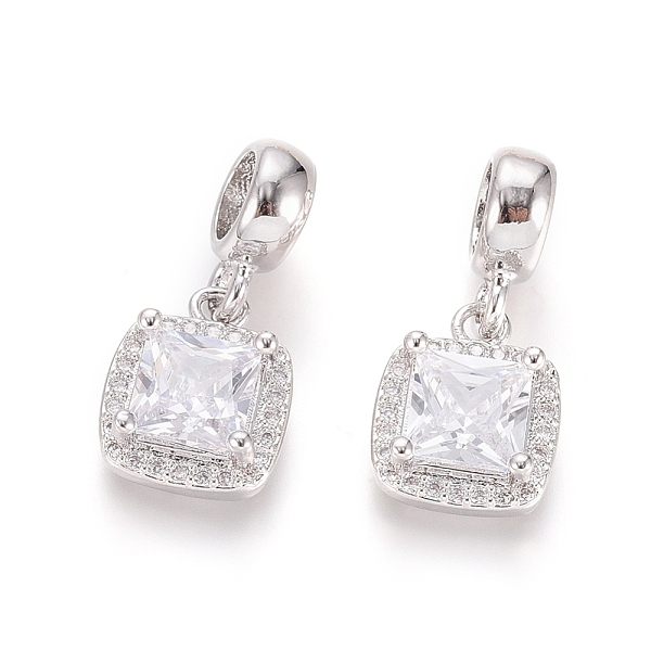 PandaHall Brass Micro Pave Clear Cubic Zirconia European Dangle Charms, Large Hole Pendants, Square, Platinum, 21mm, Hole: 5mm, Square...
PandaHall Brass Micro Pave Clear Cubic Zirconia European Dangle Charms, Large Hole Pendants, Square, Platinum, 21mm, Hole: 5mm, Square...