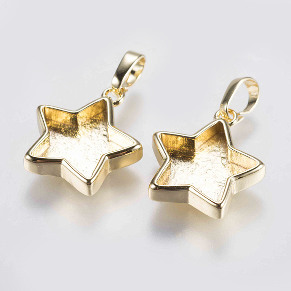 PandaHall Brass Pendant Cabochon Settings, Plain Edge Bezel Cups, Star, Golden, 17x15x3.5mm, Hole: 3x5mm, Tray: 10x12mm Brass Star
PandaHall Brass Pendant Cabochon Settings, Plain Edge Bezel Cups, Star, Golden, 17x15x3.5mm, Hole: 3x5mm, Tray: 10x12mm Brass Star