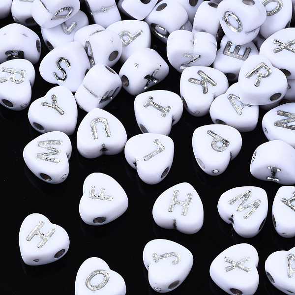 PandaHall Opaque White Acrylic Beads, Heart with Silver Random Letters, Random Mixed Letters, 6.5x7x4mm, Hole: 1.6mm, about 3450pcs/500g...
PandaHall Opaque White Acrylic Beads, Heart with Silver Random Letters, Random Mixed Letters, 6.5x7x4mm, Hole: 1.6mm, about 3450pcs/500g...