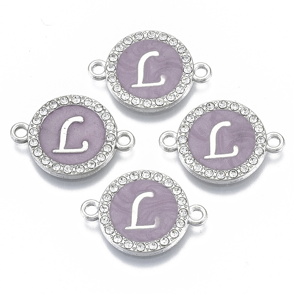 PandaHall Alloy Enamel Links Connectors, with Crystal Rhinestones, Flat Round with Letter, Silver Color Plated, Letter.L, 22x16x2mm, Hole..., Purple
PandaHall Alloy Enamel Links Connectors, with Crystal Rhinestones, Flat Round with Letter, Silver Color Plated, Letter.L, 22x16x2mm, Hole..., Purple
