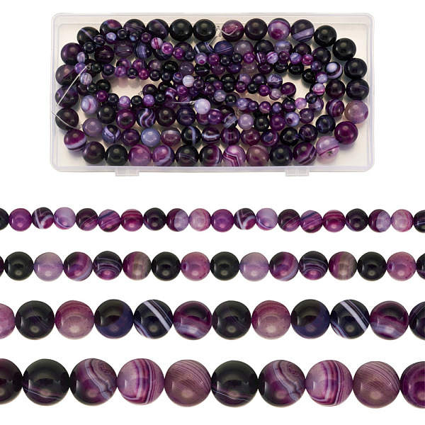 PandaHall 4 Strands 4 Style Natural Striped Agate/Banded Agate Bead Strands, Round, Dyed & Heated, Grade A, Purple, 1strand/style Banded...
PandaHall 4 Strands 4 Style Natural Striped Agate/Banded Agate Bead Strands, Round, Dyed & Heated, Grade A, Purple, 1strand/style Banded...