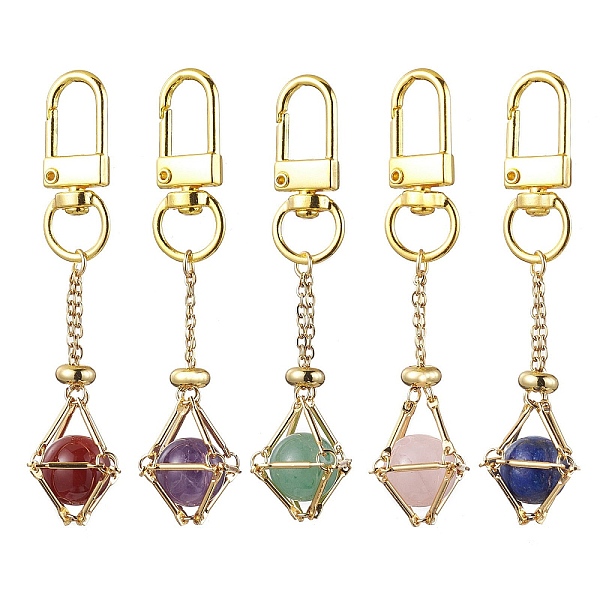 PandaHall 304 Stainless Steel Chain Pouch Natural Gemstone Pendant Decorations, with Alloy Swivel Clasps, Golden, 77mm Mixed Stone Round
PandaHall 304 Stainless Steel Chain Pouch Natural Gemstone Pendant Decorations, with Alloy Swivel Clasps, Golden, 77mm Mixed Stone Round