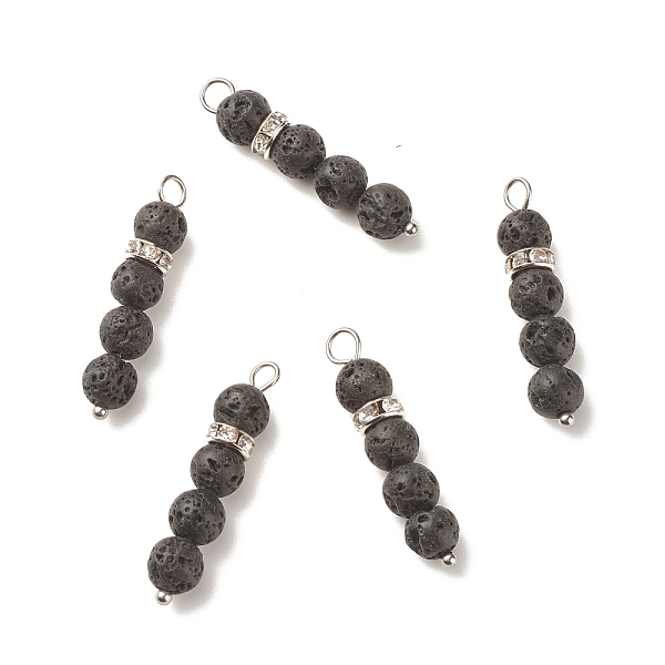 PandaHall Round Natural Lava Rock Pendants, with Platinum Tone Brass Crystal Rhinestone, 33x6~7mm, Hole: 3mm Lava Rock Round
PandaHall Round Natural Lava Rock Pendants, with Platinum Tone Brass Crystal Rhinestone, 33x6~7mm, Hole: 3mm Lava Rock Round