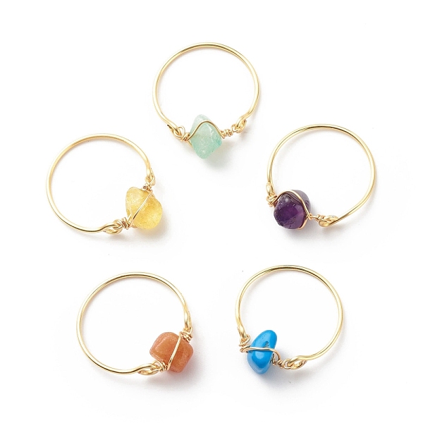 PandaHall Gemstone Chips Finger Ring, Copper Wire Wrap Jewelry for Women, Golden, US Size 9 3/4(19.5mm)~US Size 10 1/2(20.1mm) Mixed Stone
PandaHall Gemstone Chips Finger Ring, Copper Wire Wrap Jewelry for Women, Golden, US Size 9 3/4(19.5mm)~US Size 10 1/2(20.1mm) Mixed Stone