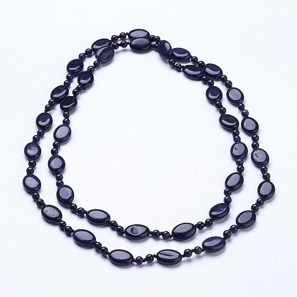 PandaHall Synthetic Blue Goldstone Multi-strand Necklaces, Double Layer Necklaces, 46.6 inch~50.3 inch Goldstone
PandaHall Synthetic Blue Goldstone Multi-strand Necklaces, Double Layer Necklaces, 46.6 inch~50.3 inch Goldstone